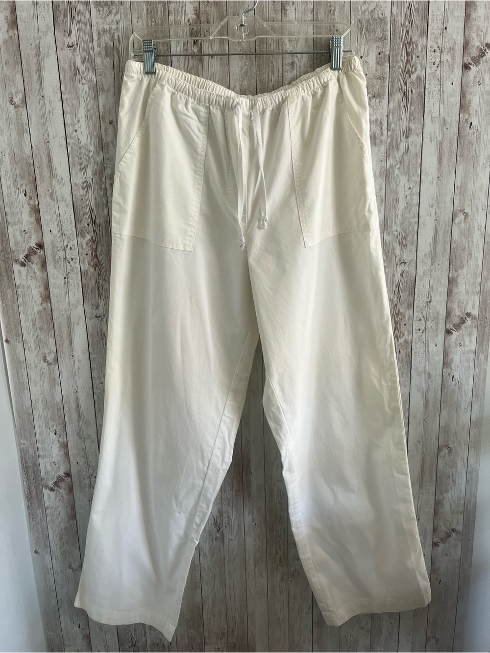 L.L. Bean Women’s Drawstring White Drawstring Cotton Canvas Pant NEW Medium